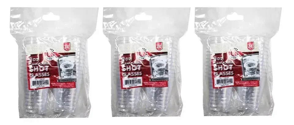 72 PCS Clear Shot Glasses Plastic Disposable Cups Wine Party Catering Bar 2 oz