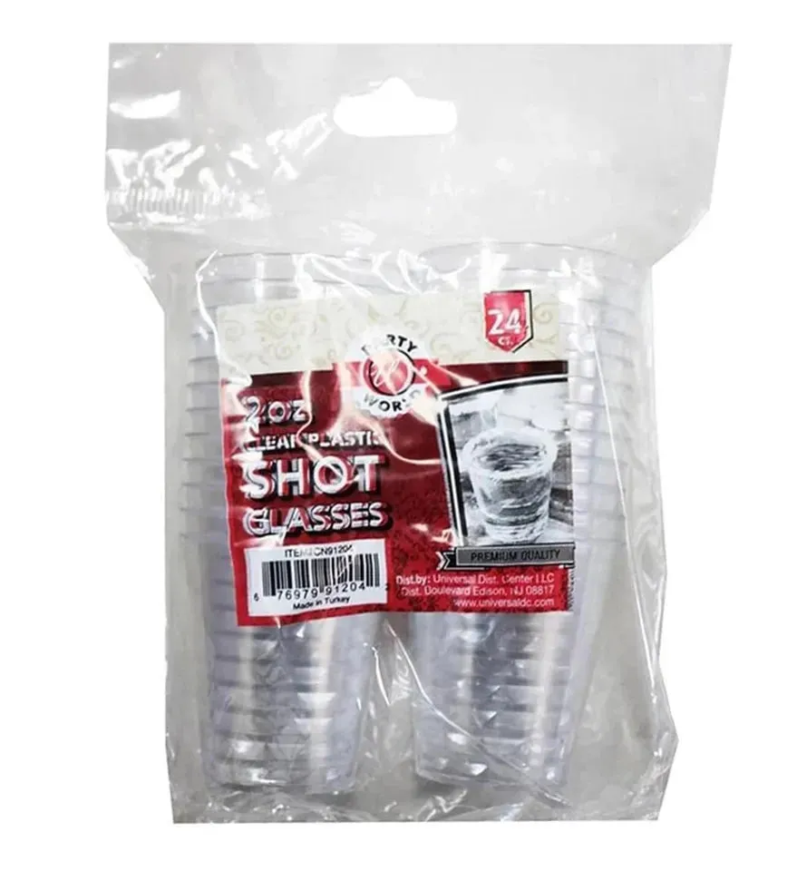 72 PCS Clear Shot Glasses Plastic Disposable Cups Wine Party Catering Bar 2 oz