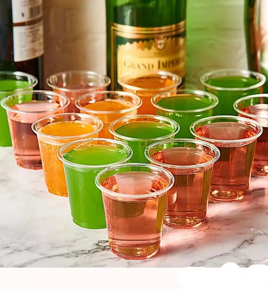 72 PCS Clear Shot Glasses Plastic Disposable Cups Wine Party Catering Bar 2 oz