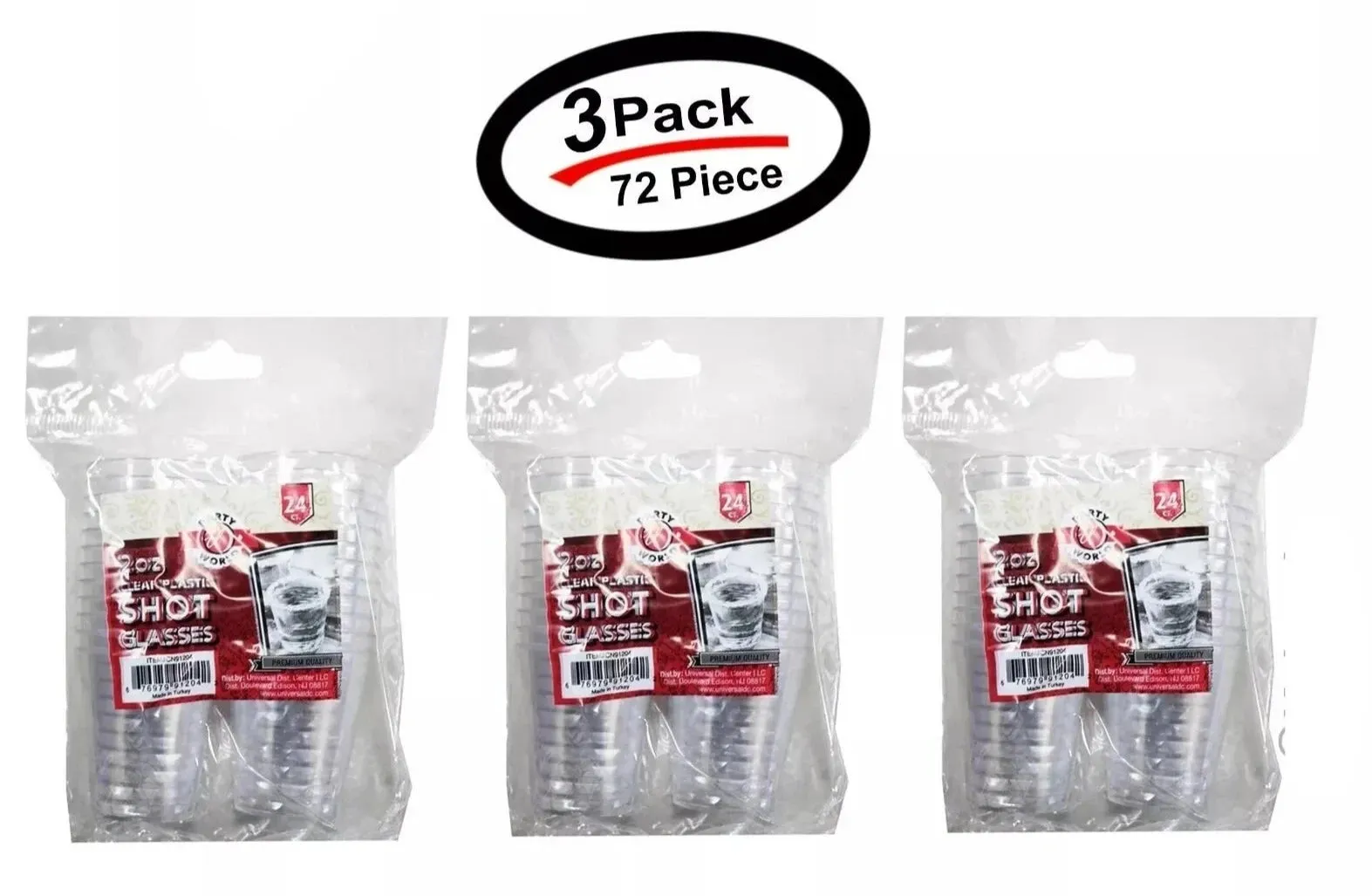 72 PCS Clear Shot Glasses Plastic Disposable Cups Wine Party Catering Bar 2 oz