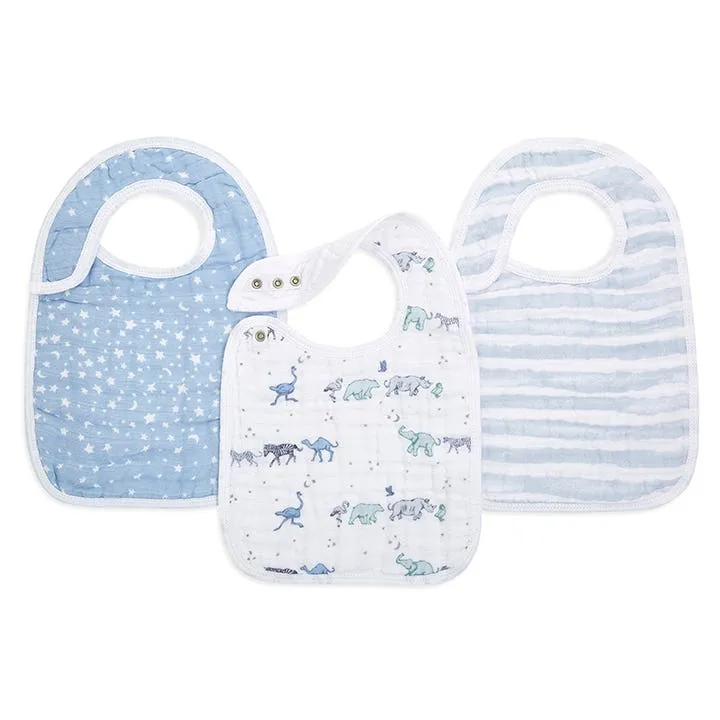 Aden   Anais | 3-Pack Set of Classic Muslin Snap Bib, Assorted Styles