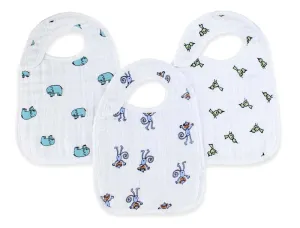 Aden   Anais | 3-Pack Set of Classic Muslin Snap Bib, Assorted Styles