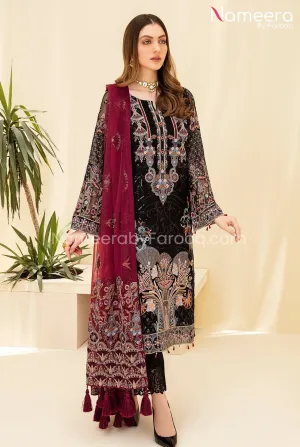 Baroque Pakistani Black Dress Party Wear Online #PF96
