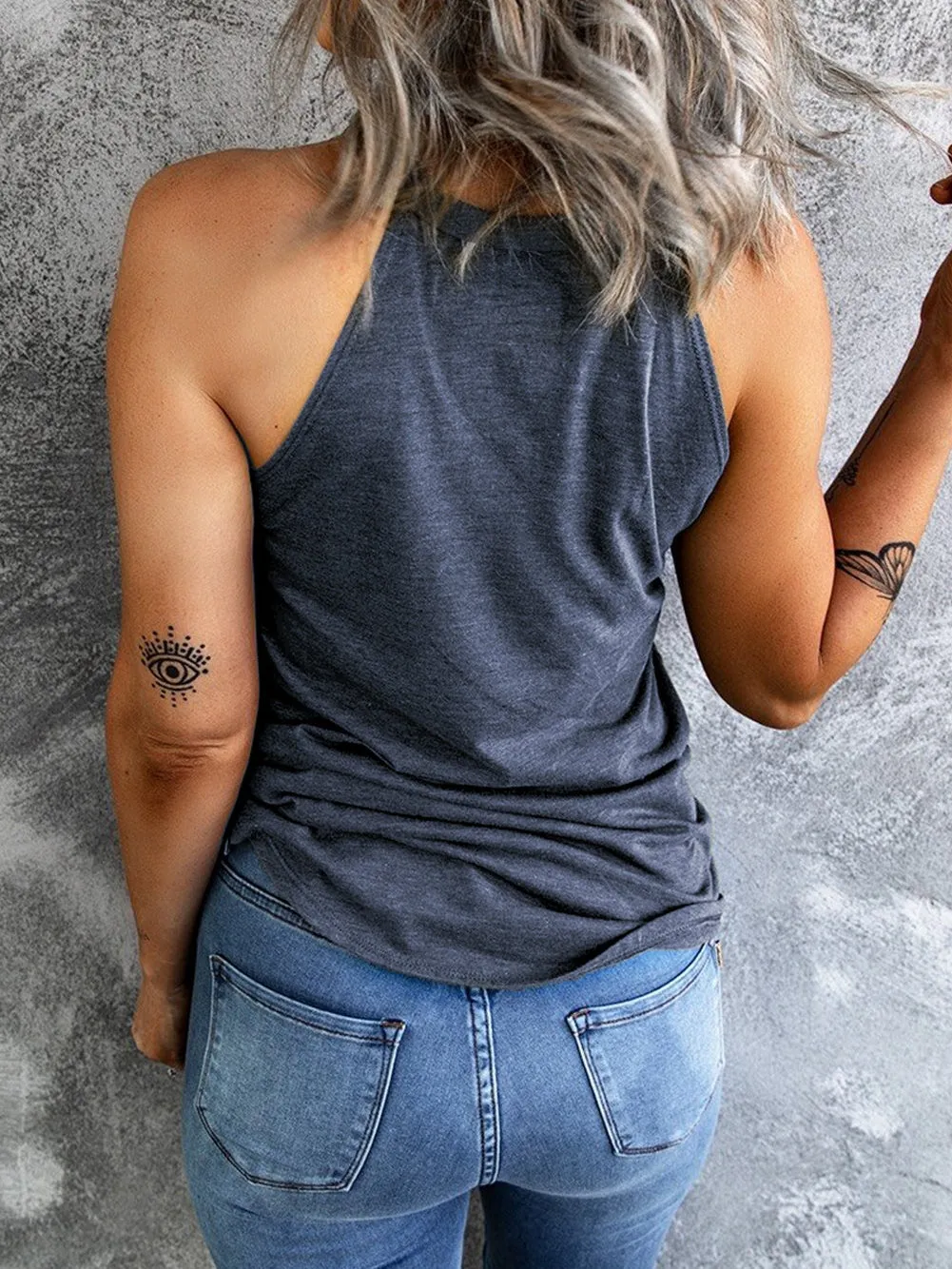 Blue Bow Knot Graphic Sleeveless Tank Top