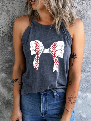 Blue Bow Knot Graphic Sleeveless Tank Top