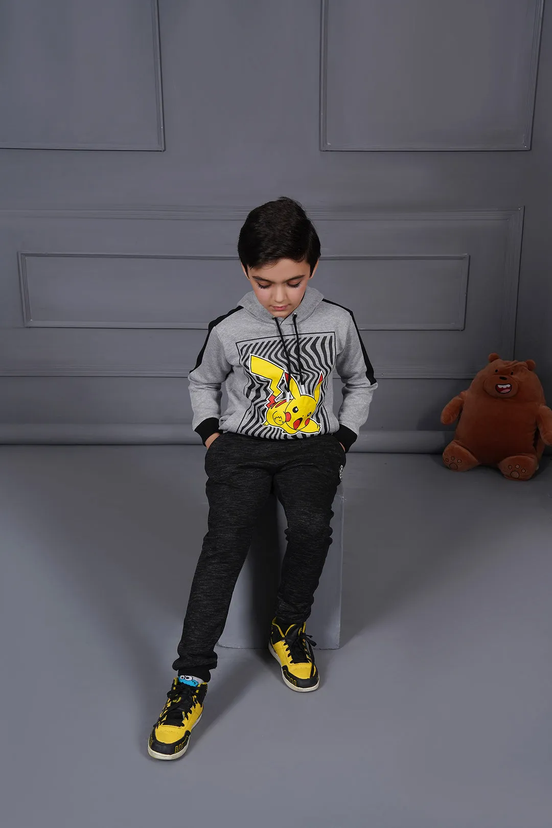 Boy'S Charcoal Textures Trouser