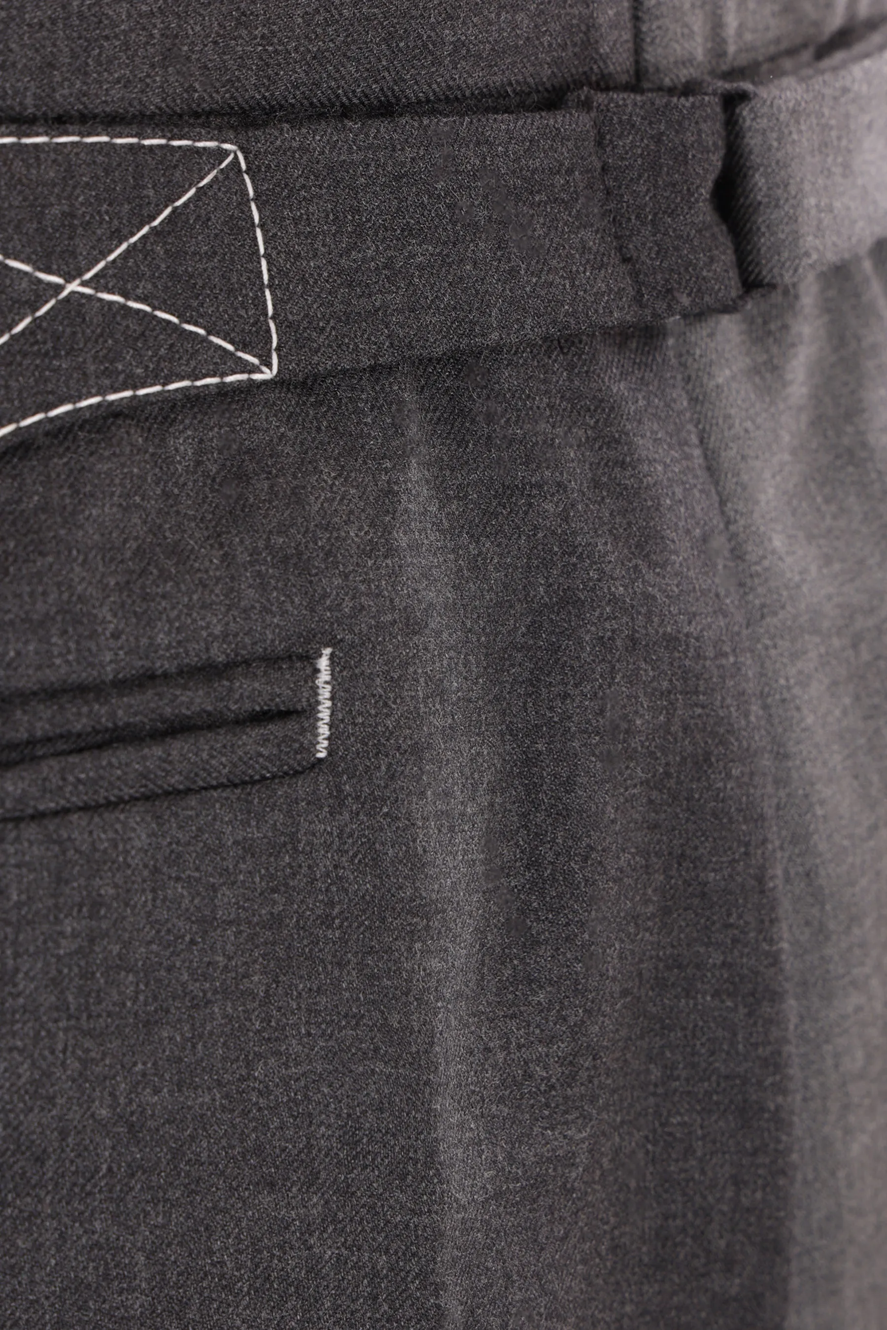 contrast topstitching twill trousers
