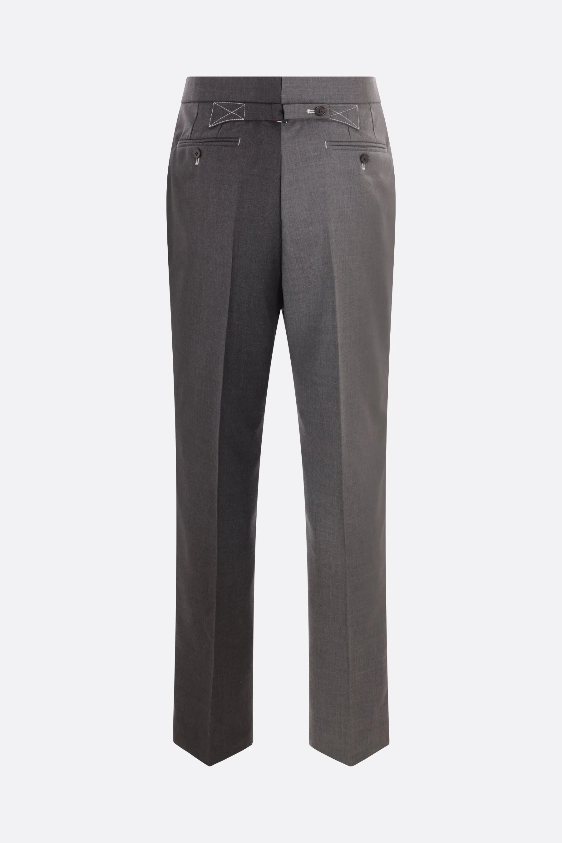 contrast topstitching twill trousers