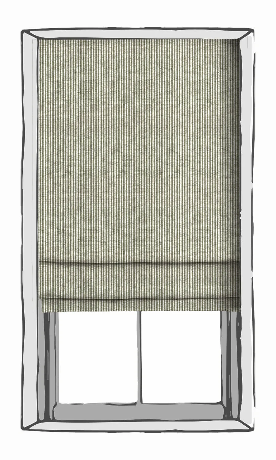 'Crowd Work' Striped Print Roman Shades (Olive Green/ White)
