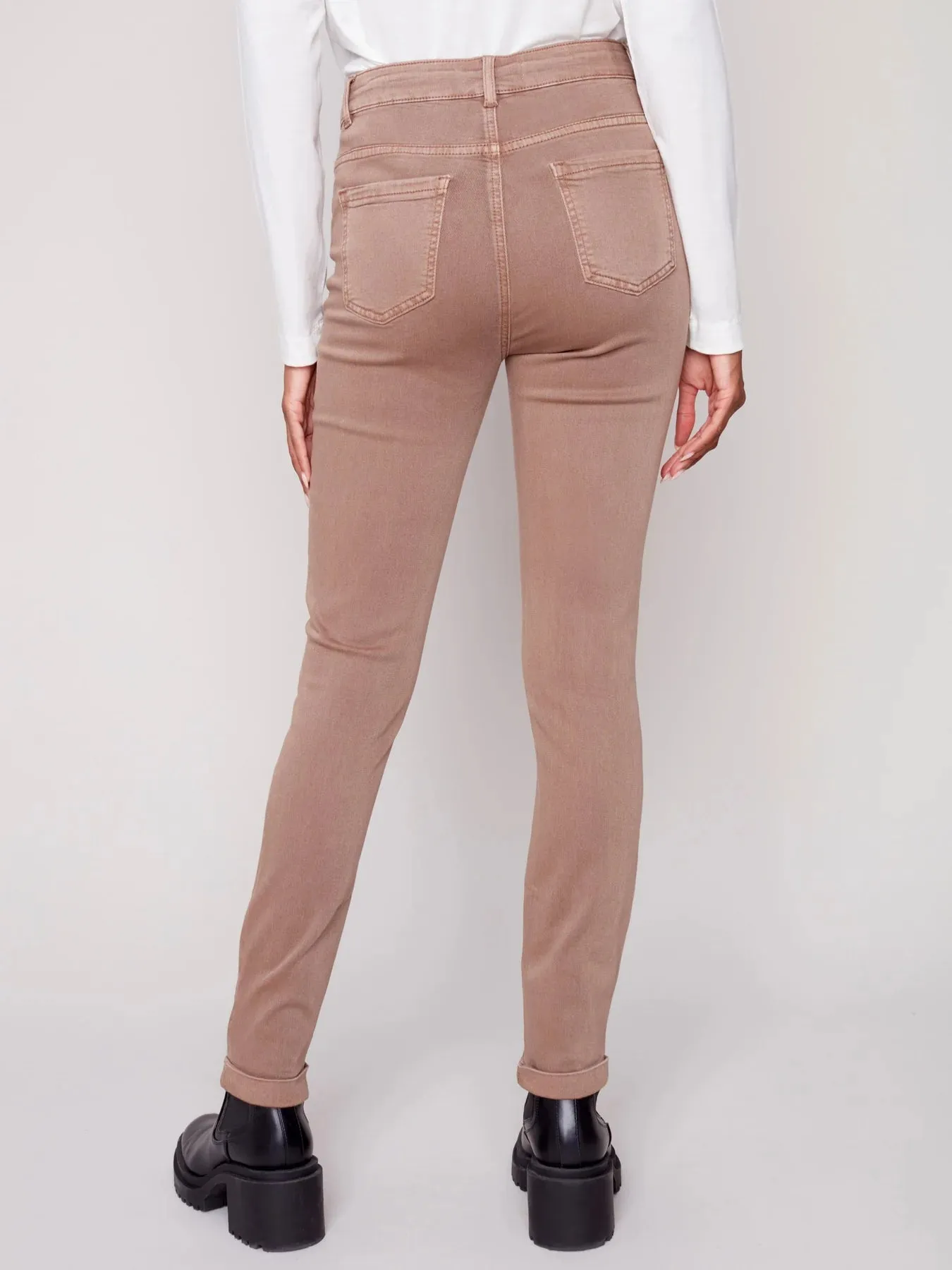 Cuffed Hem Twill Jeans