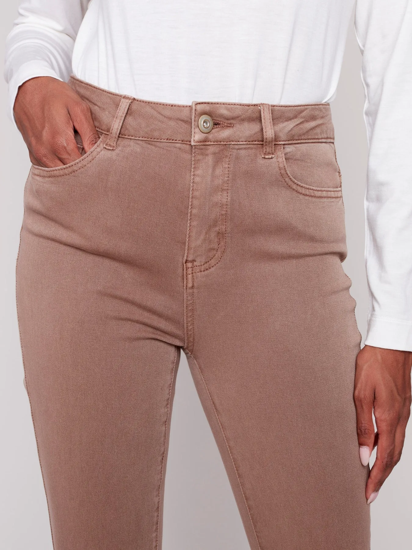 Cuffed Hem Twill Jeans