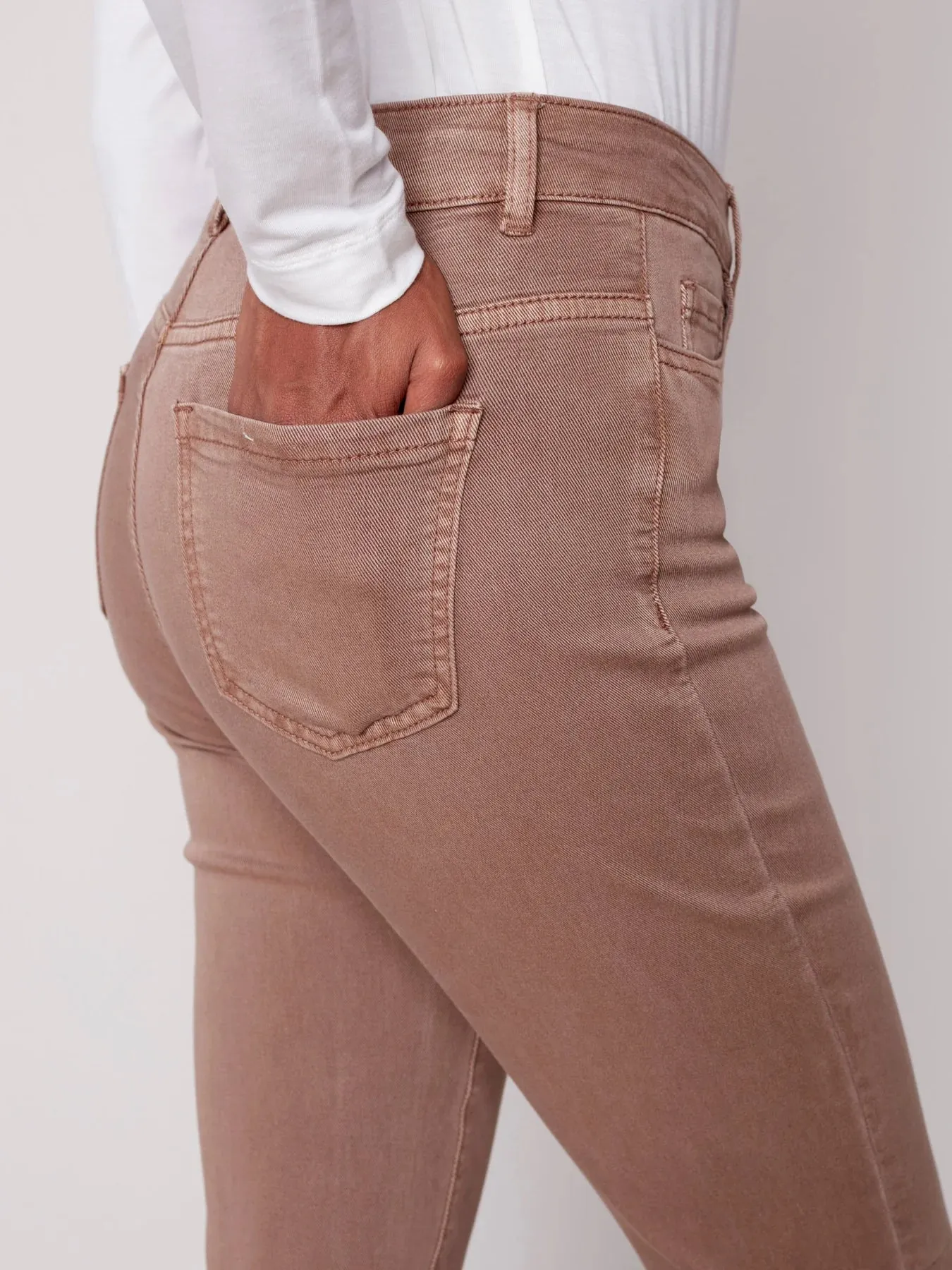 Cuffed Hem Twill Jeans
