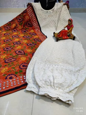 Design 2 - Chikankari Sequins Delight - Kurti, Afghani Salwar & Georgette Dupatta Set