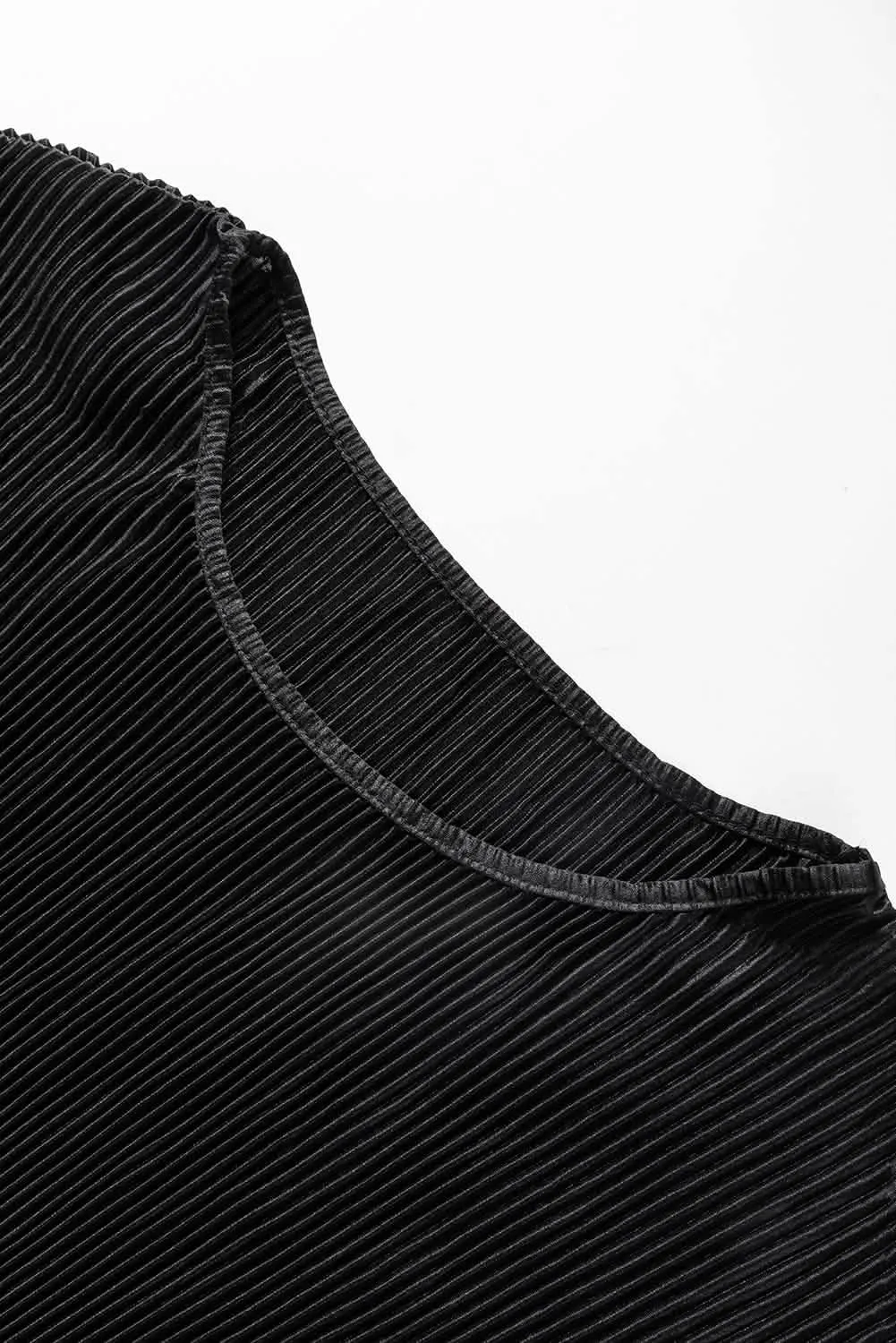 Elegant Black Cropped Sweater and Wide-Leg Trousers Set