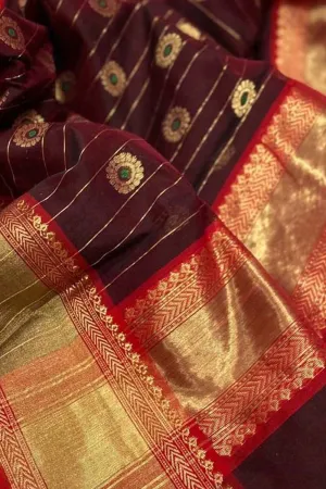 Elegant Maroon Chanderi Silk Saree