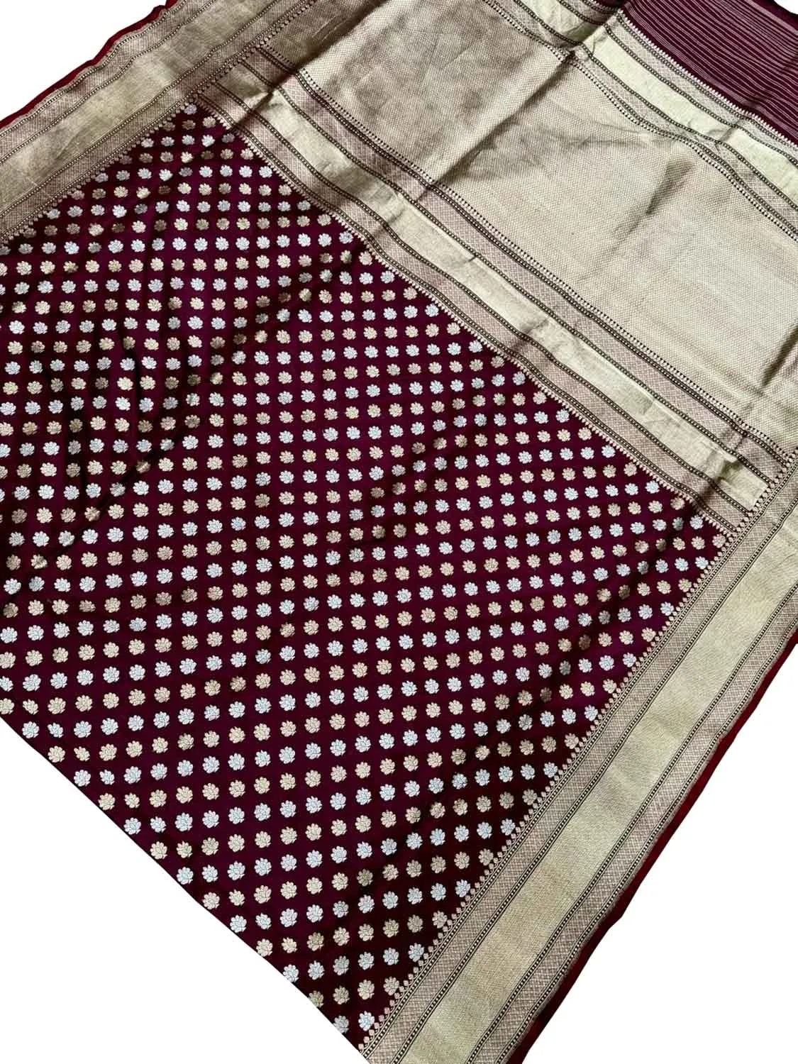 Elegant Maroon Handloom Banarasi Silk Saree