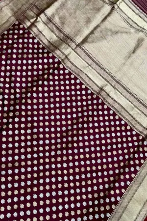 Elegant Maroon Handloom Banarasi Silk Saree