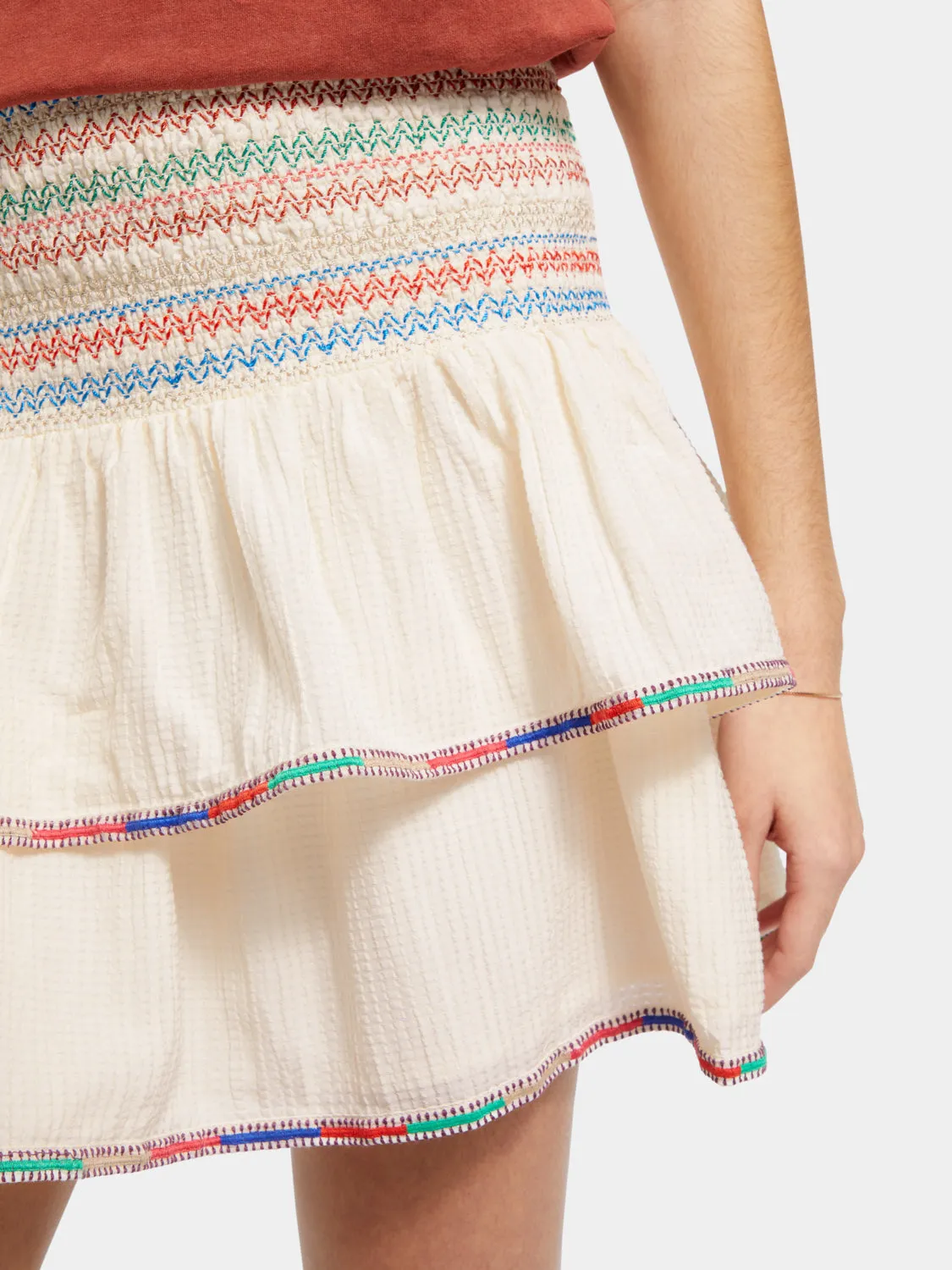 Embroidered mini skirt