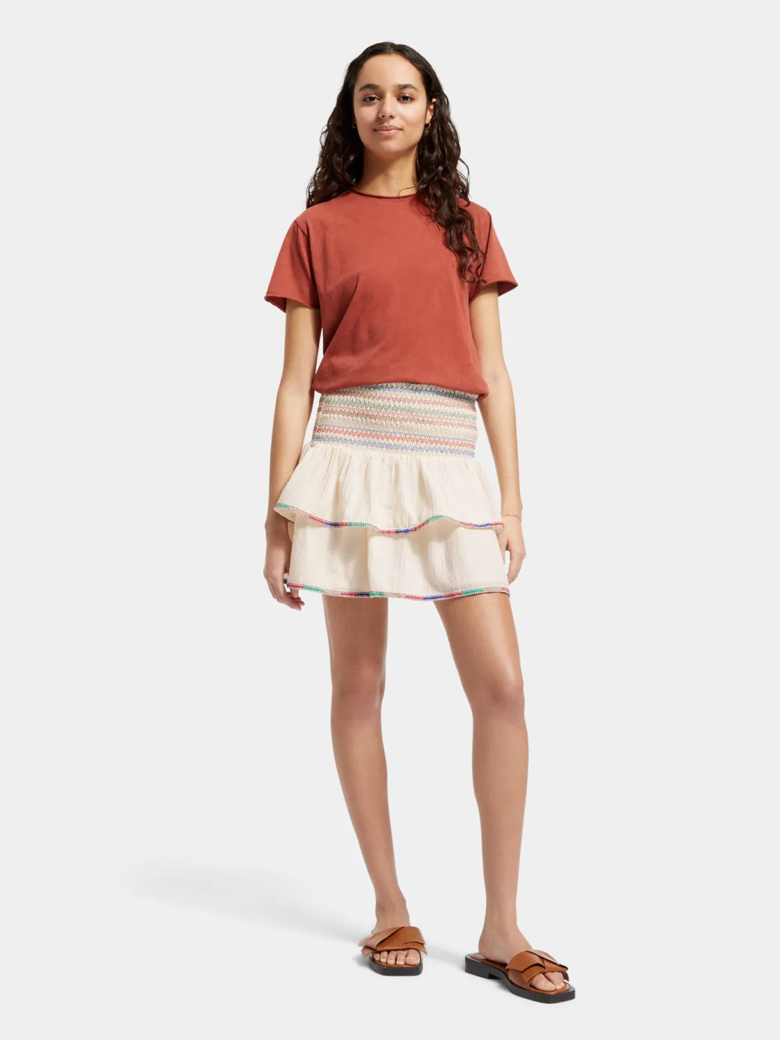Embroidered mini skirt