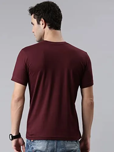 F A S O Mens Organic Cotton V-Neck T-Shirt Maroon