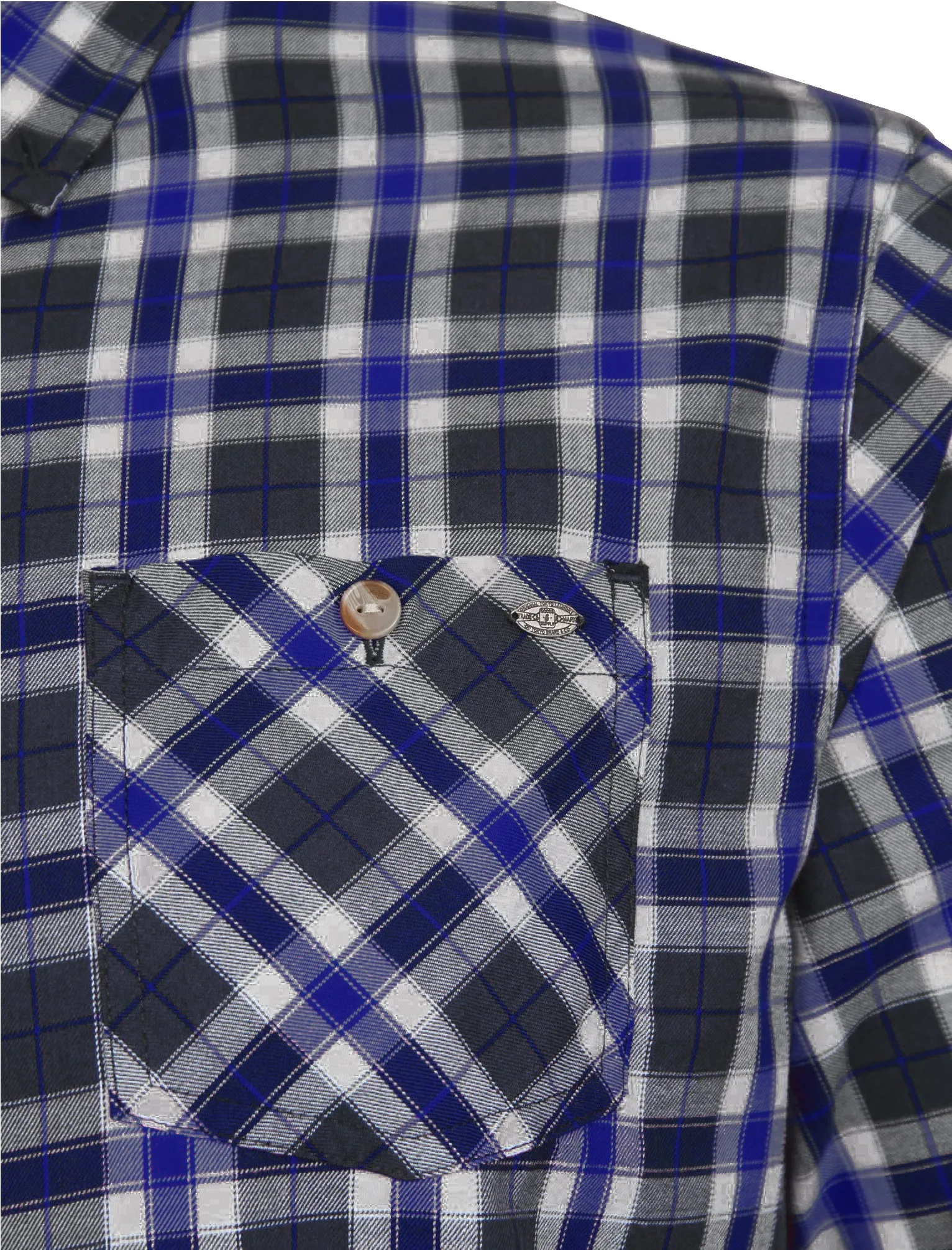 Fallon Cotton Twill Checked Shirt in Sapphire Blue - Tokyo Laundry