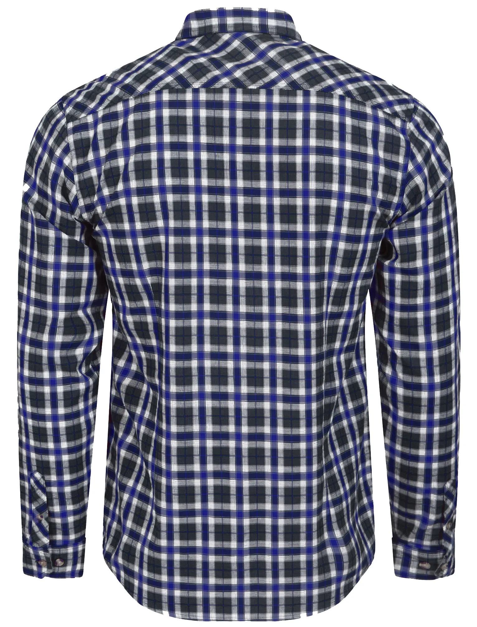 Fallon Cotton Twill Checked Shirt in Sapphire Blue - Tokyo Laundry