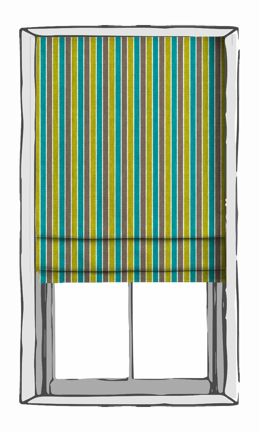 'French Riviera' Custom Striped Window Shades (Blue/ Green)