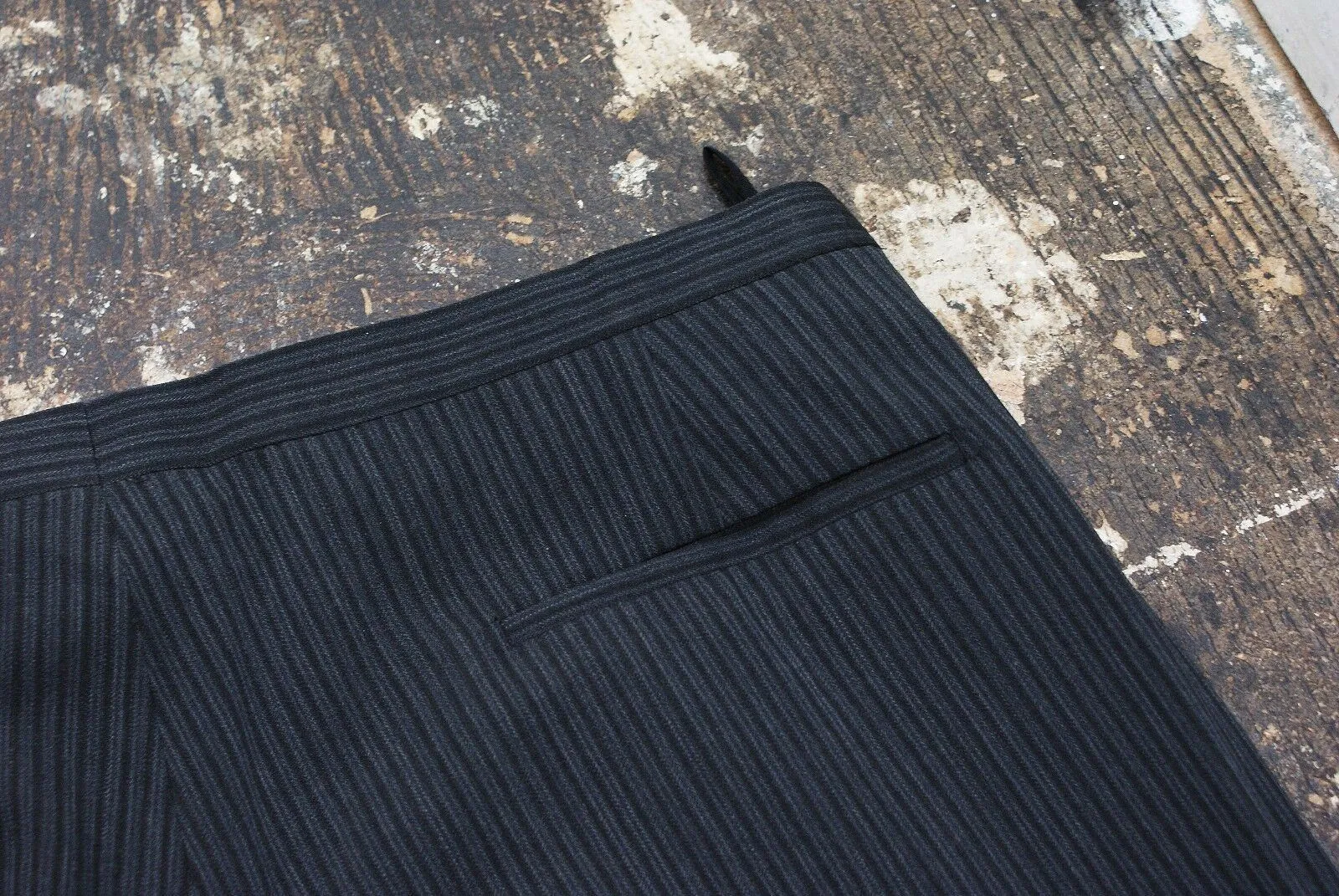 Grey Pinstripe Wool Trousers