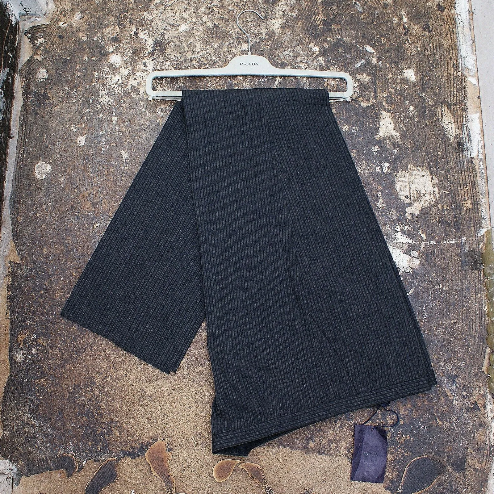 Grey Pinstripe Wool Trousers