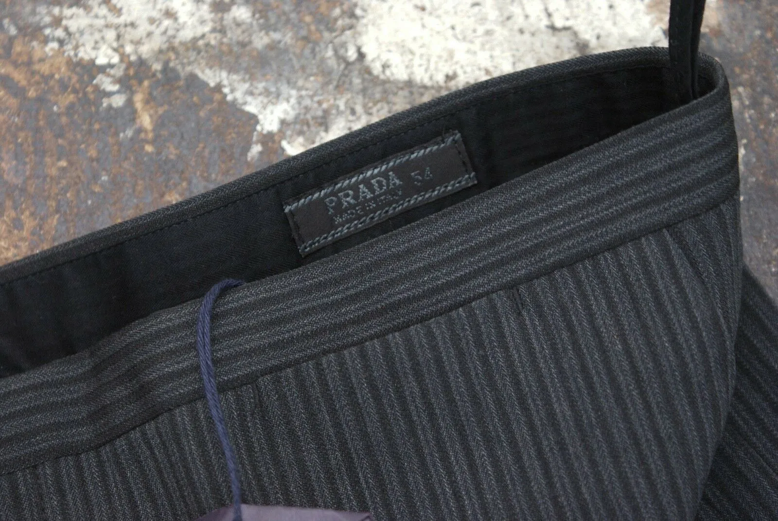 Grey Pinstripe Wool Trousers