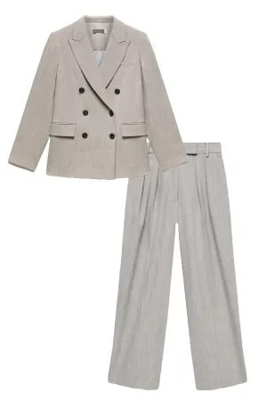 Grey Tailored Double Breasted Blazer & Grey Tailored Straight Trousers