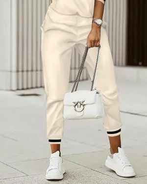 Ivyshape | Commuter Top Printed Trousers Zipper Fashion Suit