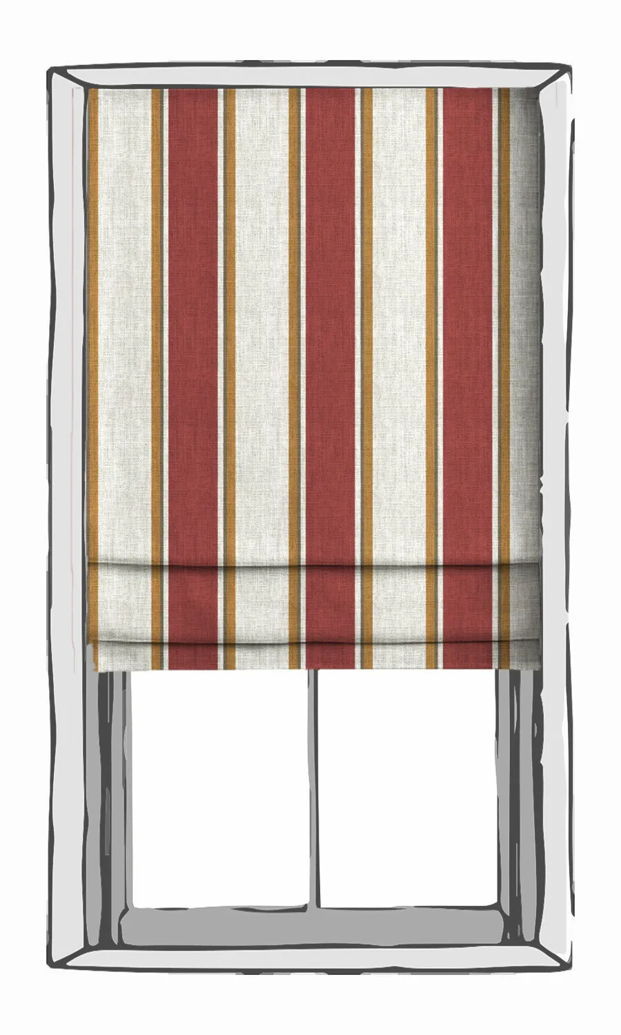 'Jeffer Valley' Contemporary Striped Roman Shades (White & Red)