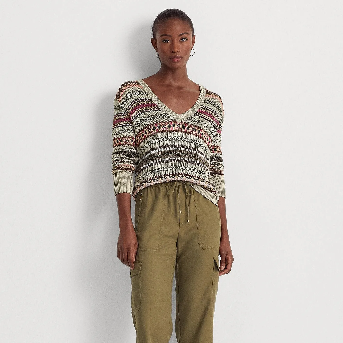 Lauren Ralph Lauren Twill Cargo Ankle Trouser in Green