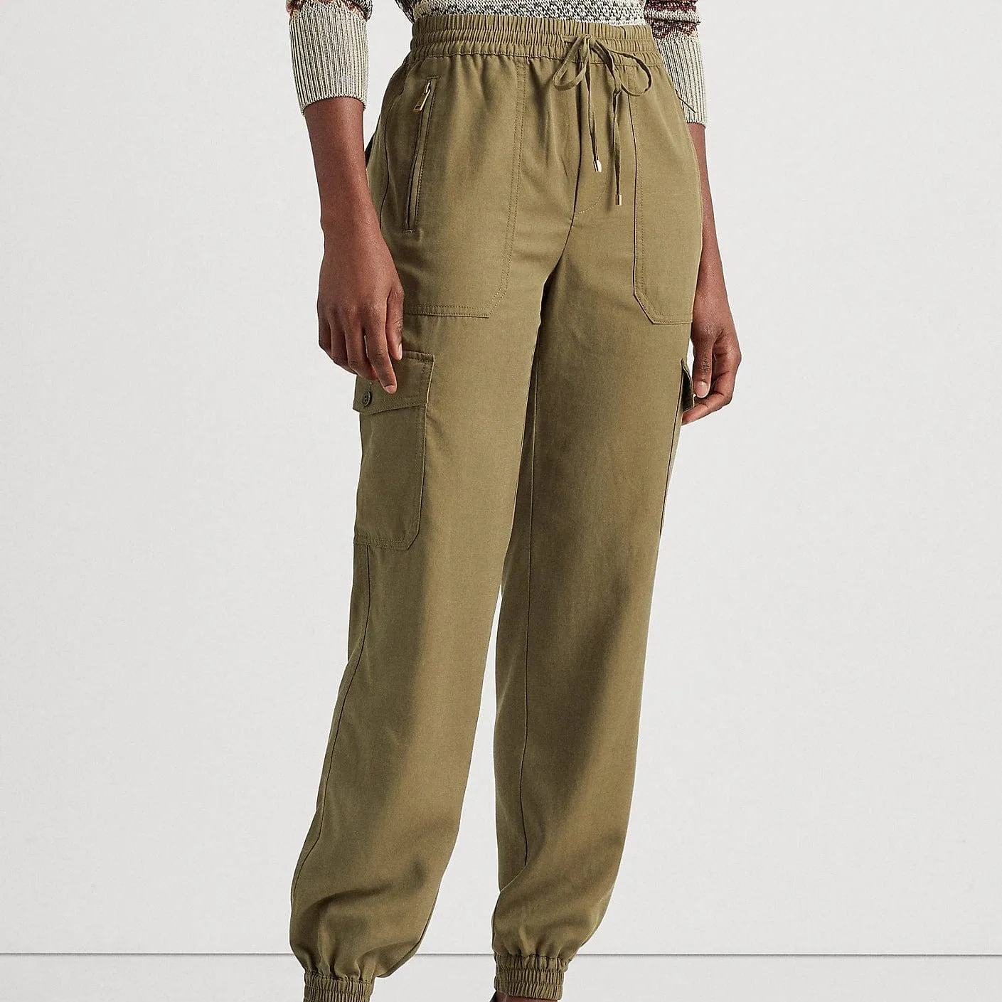Lauren Ralph Lauren Twill Cargo Ankle Trouser in Green
