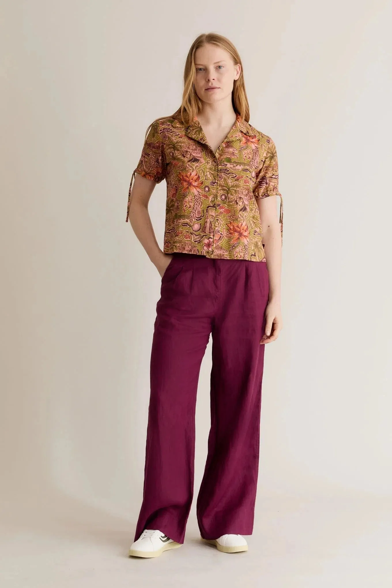 Lion Women's Linen Trousers | Berry