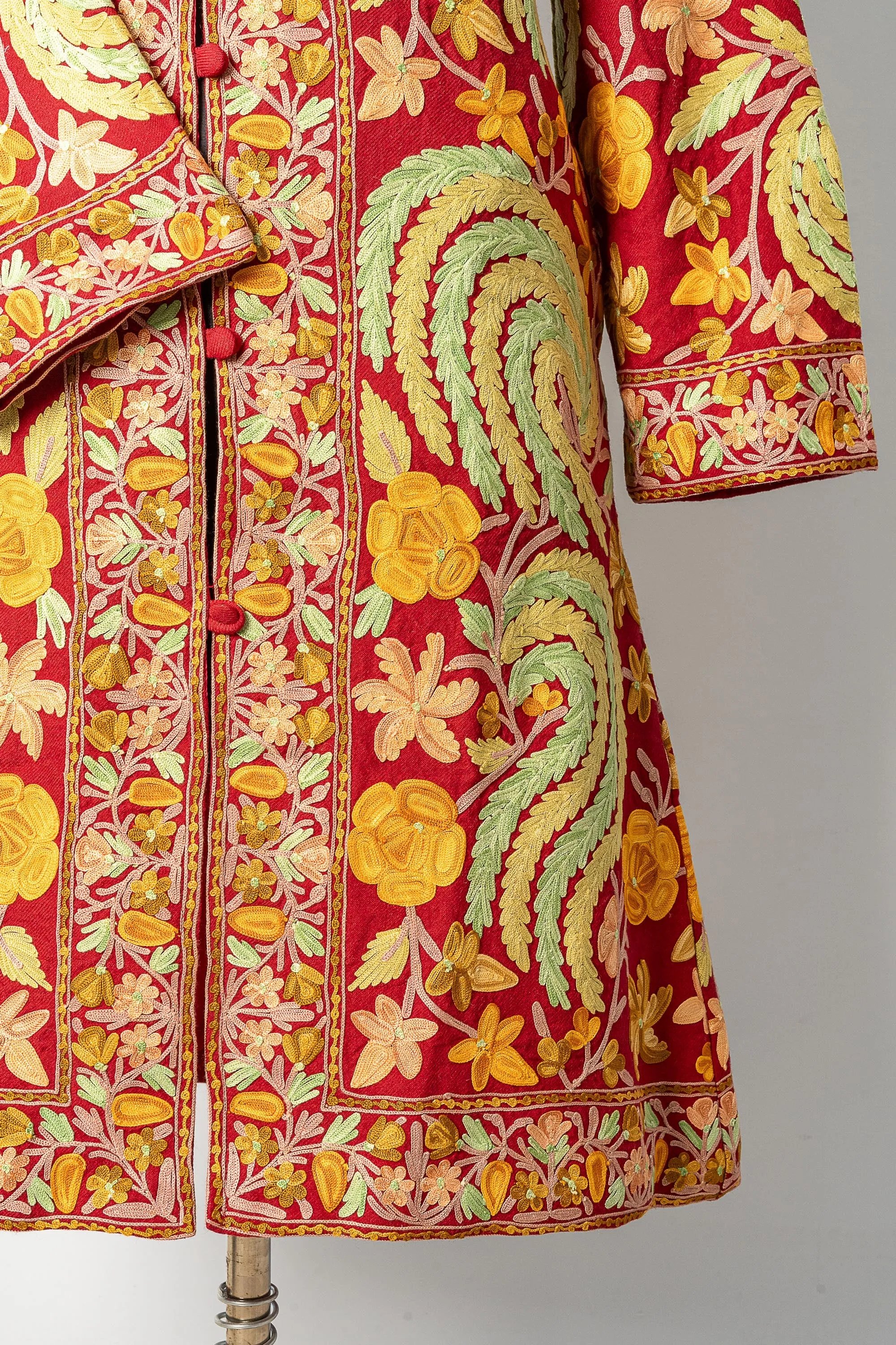Maroon Aari Kashmiri Jacket with Floral Patterns