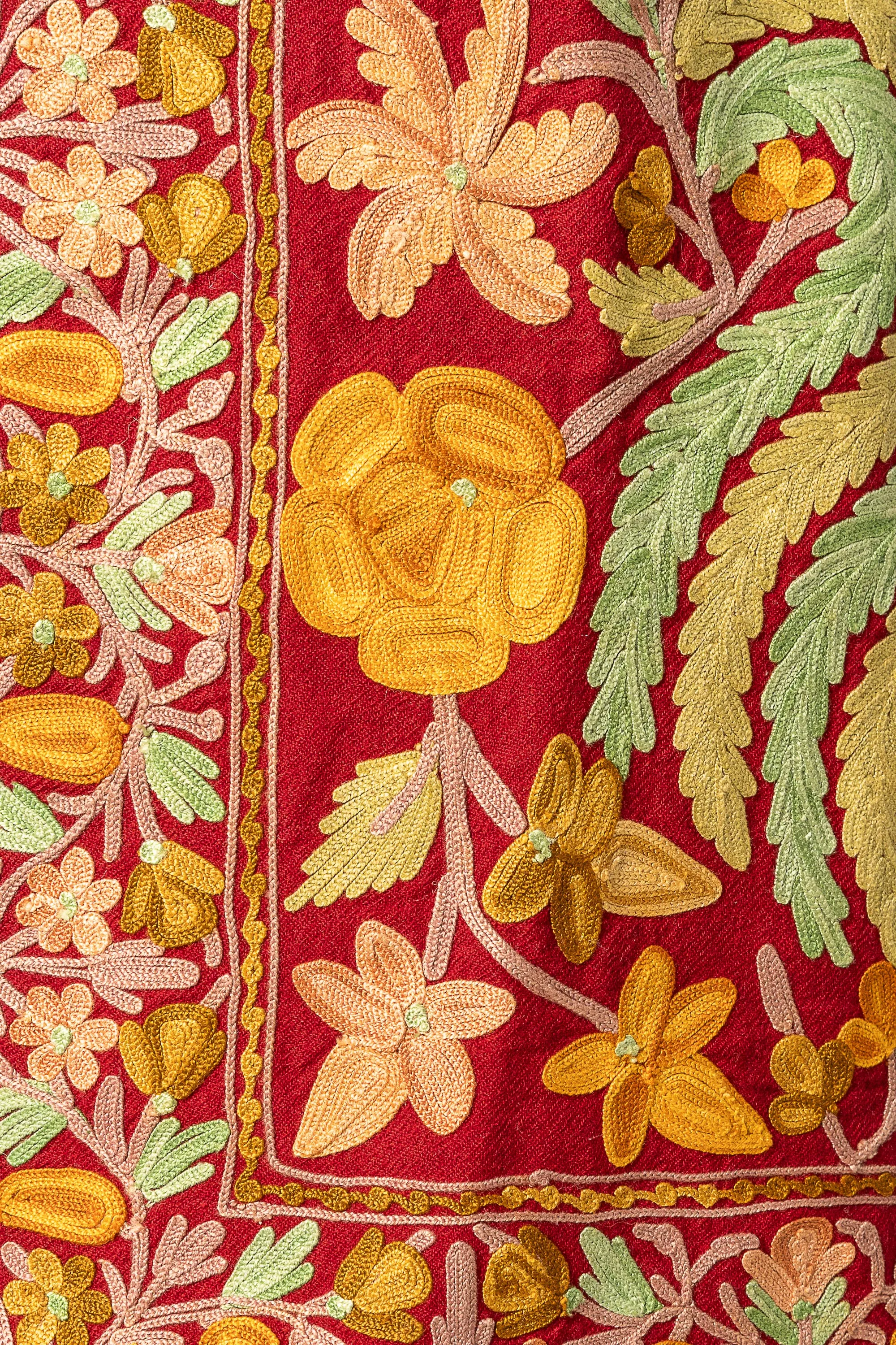 Maroon Aari Kashmiri Jacket with Floral Patterns