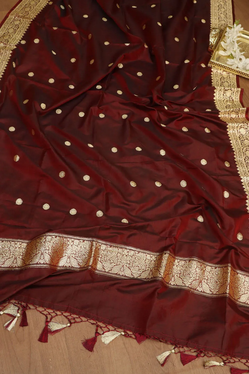 Maroon Banarasi Pure Katan Silk Kadwa Suit With Maroon Banarasi Katan Silk Dupatta