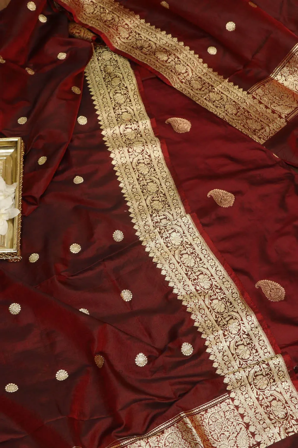 Maroon Banarasi Pure Katan Silk Kadwa Suit With Maroon Banarasi Katan Silk Dupatta