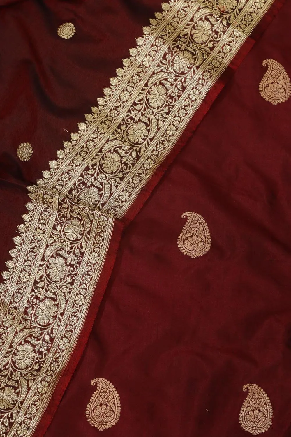 Maroon Banarasi Pure Katan Silk Kadwa Suit With Maroon Banarasi Katan Silk Dupatta