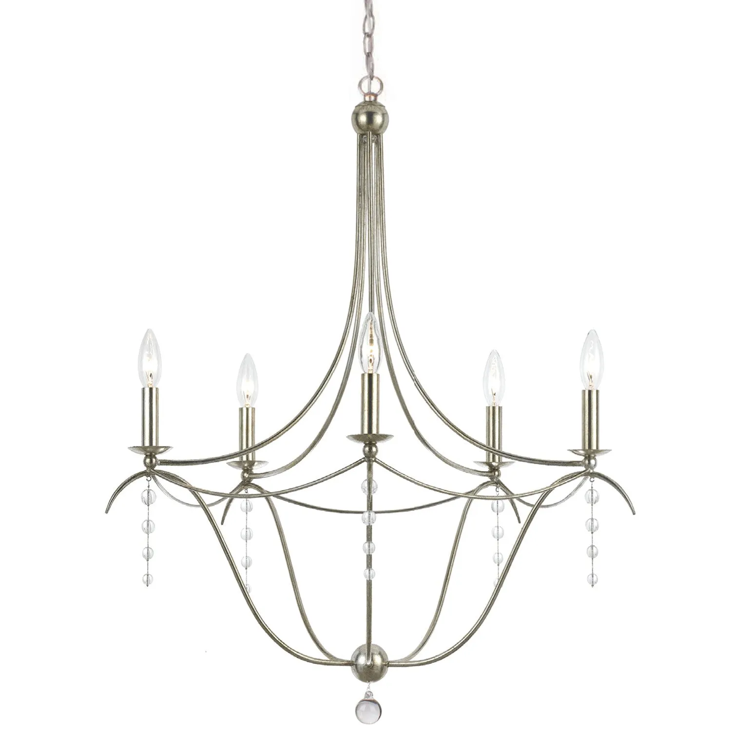 Metro 5 Light Crystal Antique Silver Chandelier