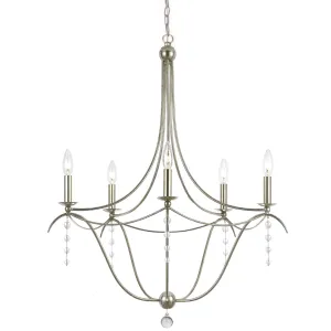 Metro 5 Light Crystal Antique Silver Chandelier