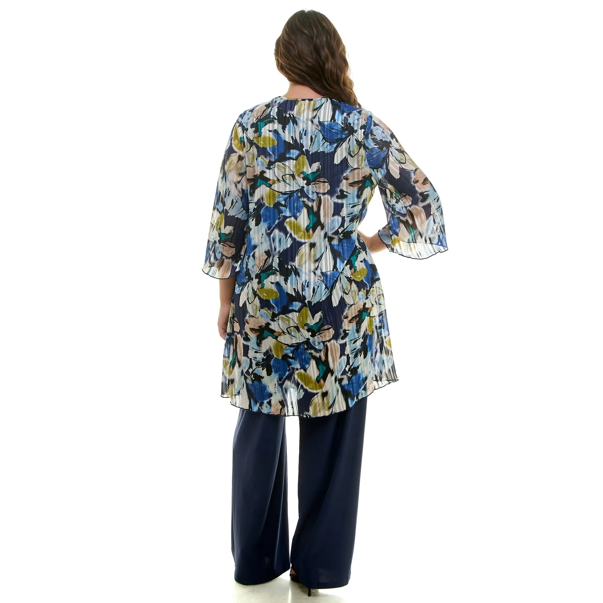 Navy Pantset With Necklace - Plus