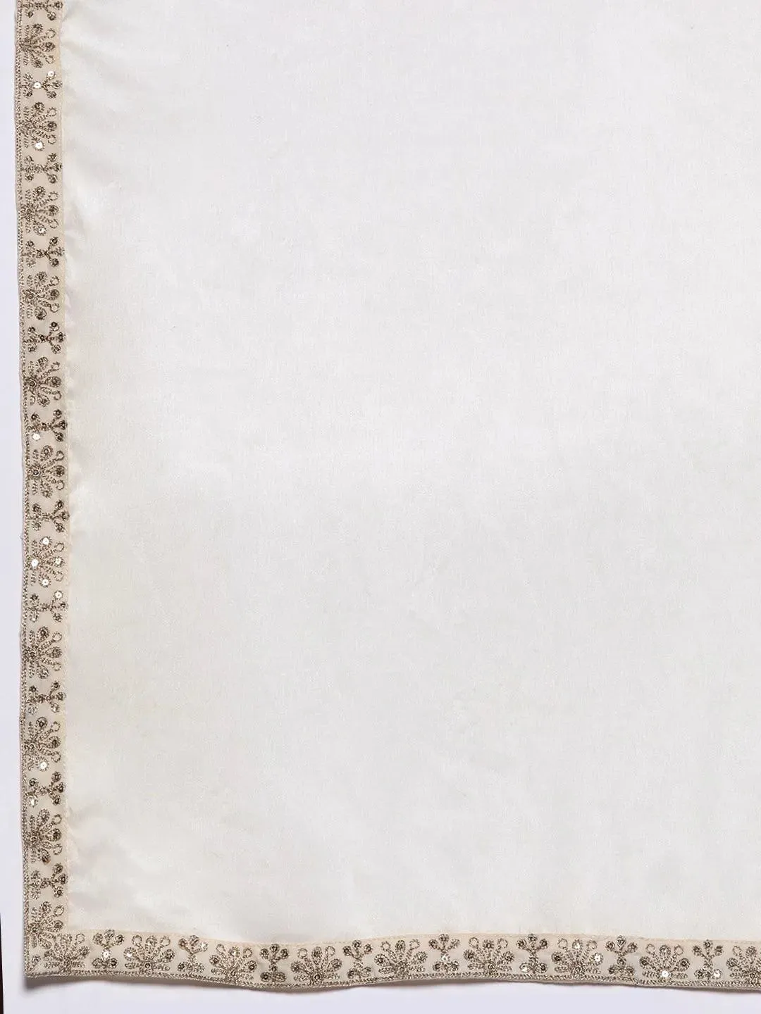 Off White Woven Design Silk Blend Straight Suit With Dupatta