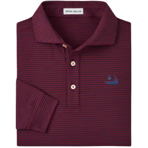 Peter Millar Lyons Performance Jersey Long-Sleeve Polo-Pomegranate with Island logo