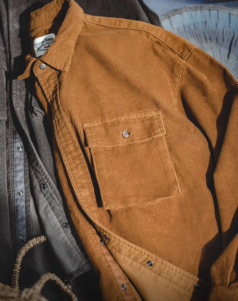 Retro Loose Casual Lapel Corduroy Jacket Men's Shirt