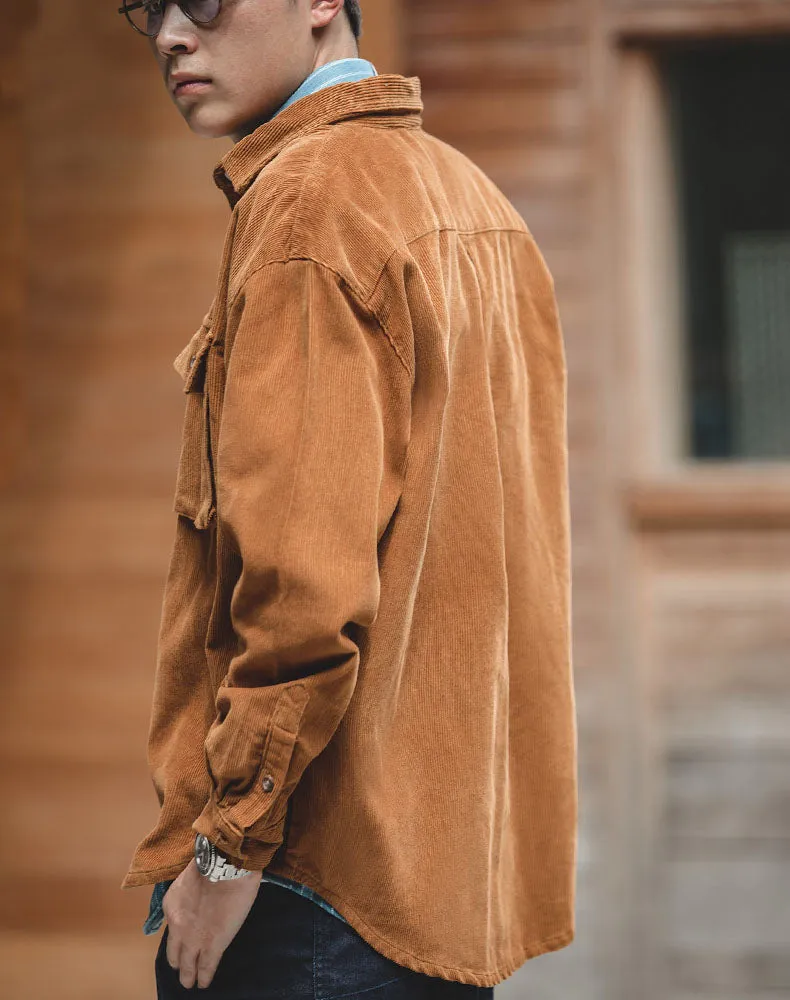 Retro Loose Casual Lapel Corduroy Jacket Men's Shirt
