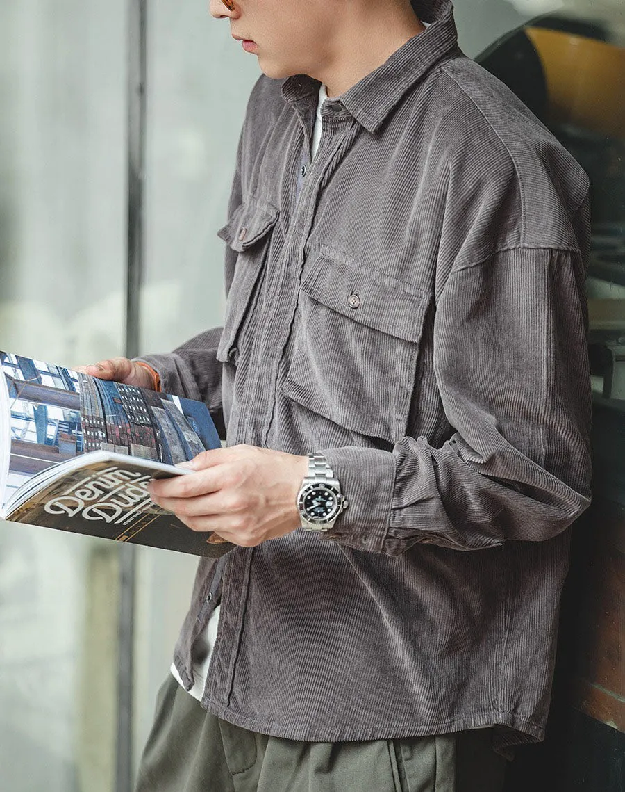 Retro Loose Casual Lapel Corduroy Jacket Men's Shirt