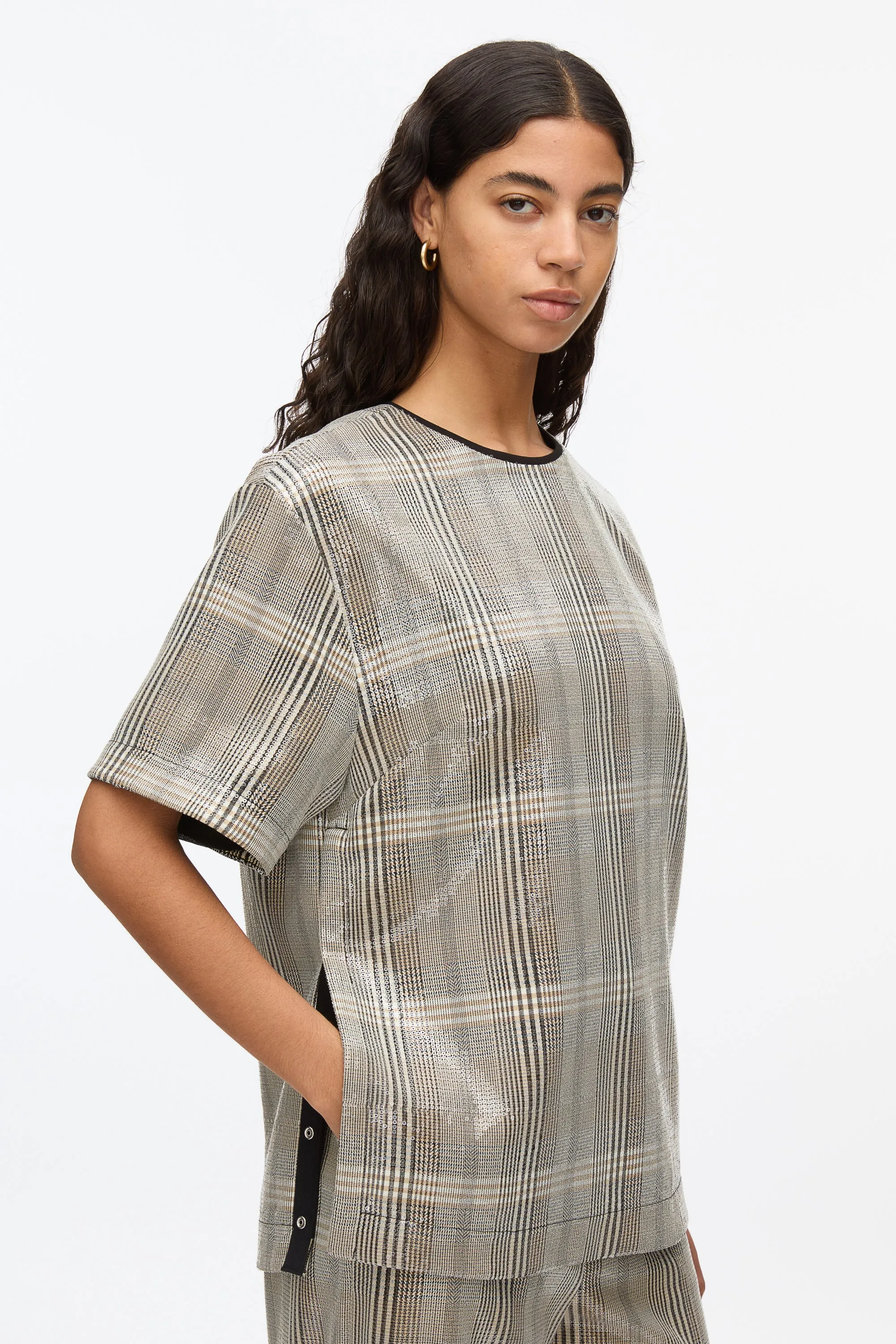 Sequin Plaid Tee
